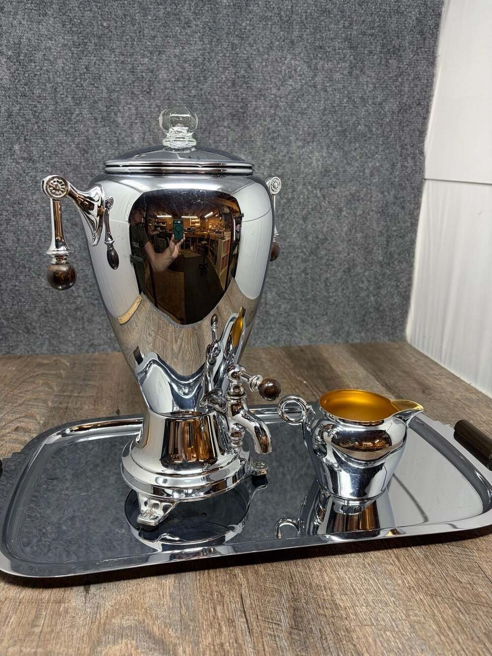 GE Hotpoint Brown Bakelite Percolator Set #119P75--Creamer, Tray. Tested- WORKS!